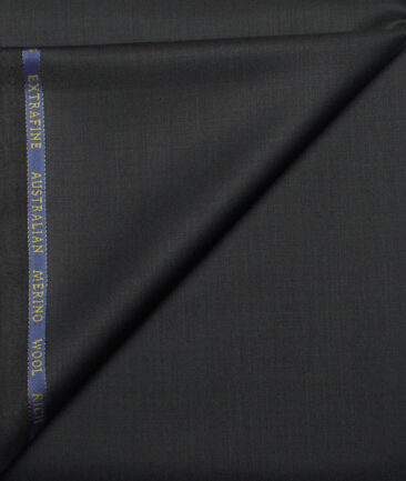 Cavalero Italy Men's 60% Wool Super 120's Solids  Unstitched Trouser Fabric (Black)