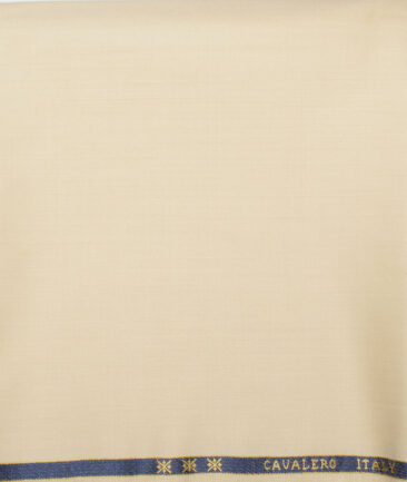 Cavalero Italy Men's 60% Wool Super 150's Solids  Unstitched Trouser Fabric (Cream)