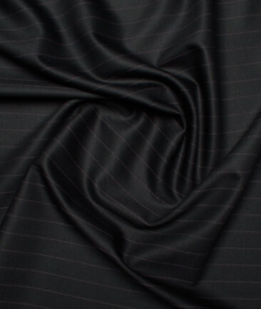 Canetti Italy Men's Terry Rayon  Striped  Unstitched Suiting Fabric (Black)
