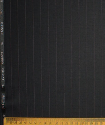 Canetti Italy Men's Terry Rayon  Striped  Unstitched Suiting Fabric (Black)