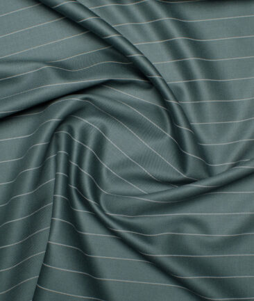 Canetti Italy Men's Terry Rayon  Striped  Unstitched Suiting Fabric (Virdian Green)