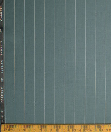 Canetti Italy Men's Terry Rayon  Striped  Unstitched Suiting Fabric (Virdian Green)