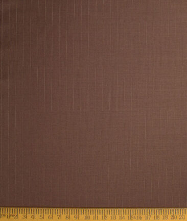 D&J Men's Terry Rayon  Striped  Unstitched Suiting Fabric (Caramel Brown)