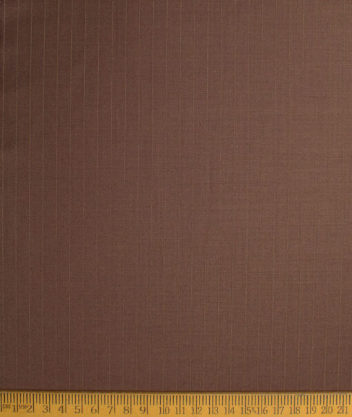 D&J Men's Terry Rayon  Striped  Unstitched Suiting Fabric (Caramel Brown)