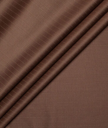 D&J Men's Terry Rayon  Striped  Unstitched Suiting Fabric (Caramel Brown)