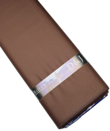 D&J Men's Terry Rayon  Striped  Unstitched Suiting Fabric (Caramel Brown)