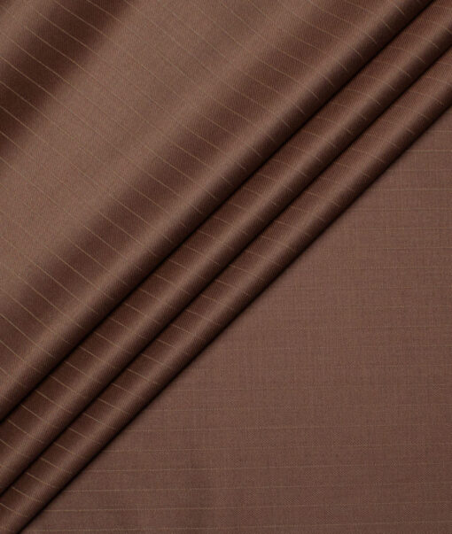 D&J Men's Terry Rayon  Striped  Unstitched Suiting Fabric (Caramel Brown)