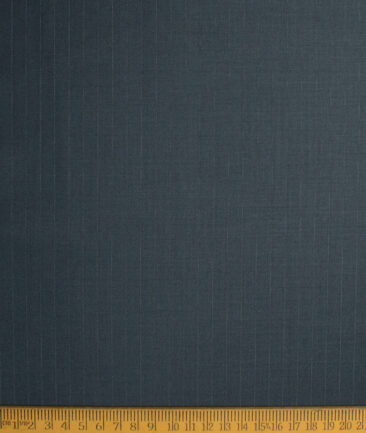 D&J Men's Terry Rayon  Striped  Unstitched Suiting Fabric (Dark Peacock Blue)