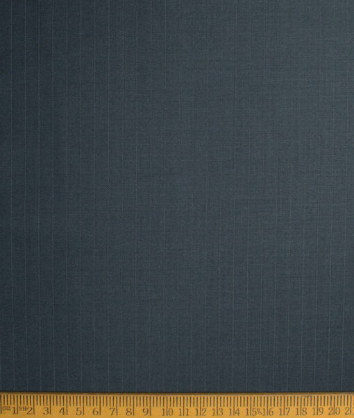 D&J Men's Terry Rayon  Striped  Unstitched Suiting Fabric (Dark Peacock Blue)
