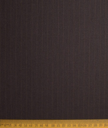 D&J Men's Terry Rayon  Striped  Unstitched Suiting Fabric (Dark Chocolate Brown)