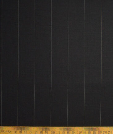 D&J Men's Terry Rayon  Striped  Unstitched Suiting Fabric (Black)