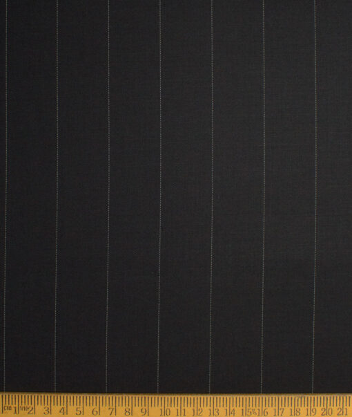 D&J Men's Terry Rayon  Striped  Unstitched Suiting Fabric (Black)