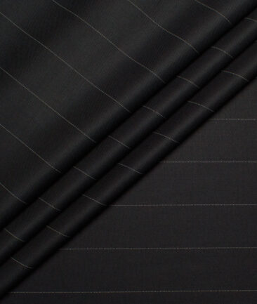D&J Men's Terry Rayon  Striped  Unstitched Suiting Fabric (Black)
