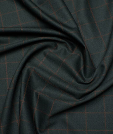 Luigi Bernardo Italy Men's Terry Rayon  Checks  Unstitched Suiting Fabric (Dark Green)