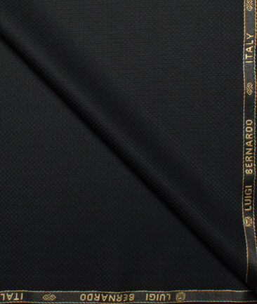 Luigi Bernardo Italy Men's Terry Rayon  Structured  Unstitched Suiting Fabric (Black)