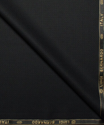Luigi Bernardo Italy Men's Terry Rayon  Structured  Unstitched Suiting Fabric (Black)