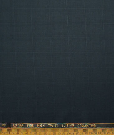 Luigi Bernardo Italy Men's Terry Rayon  Checks  Unstitched Suiting Fabric (Dark Greenish Grey)