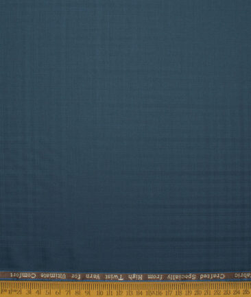 Luigi Bernardo Italy Men's Terry Rayon  Checks  Unstitched Suiting Fabric (Dark Ocean Blue)