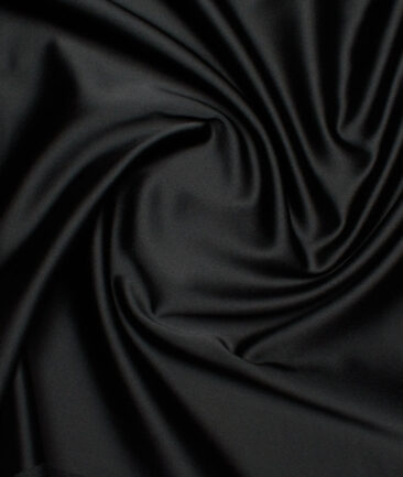 Luigi Bernardo Italy Men's Terry Rayon  Solids  Unstitched Stretchable Suiting Fabric (Black)