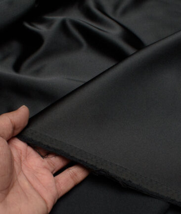 Luigi Bernardo Italy Men's Terry Rayon  Solids  Unstitched Stretchable Suiting Fabric (Black)