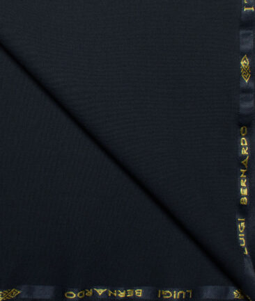 Luigi Bernardo Italy Men's Terry Rayon  Solids  Unstitched Stretchable Suiting Fabric (Dark Blue)