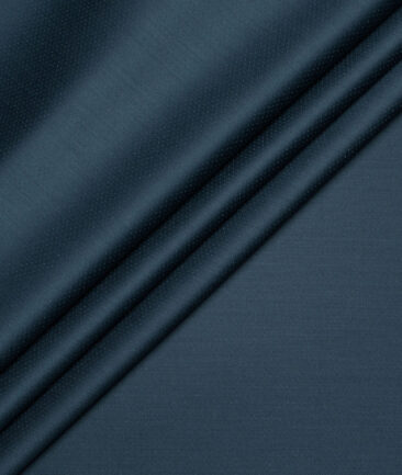 Luigi Bernardo Italy Men's Terry Rayon  Self Design  Unstitched Suiting Fabric (Dark Peacock Blue)