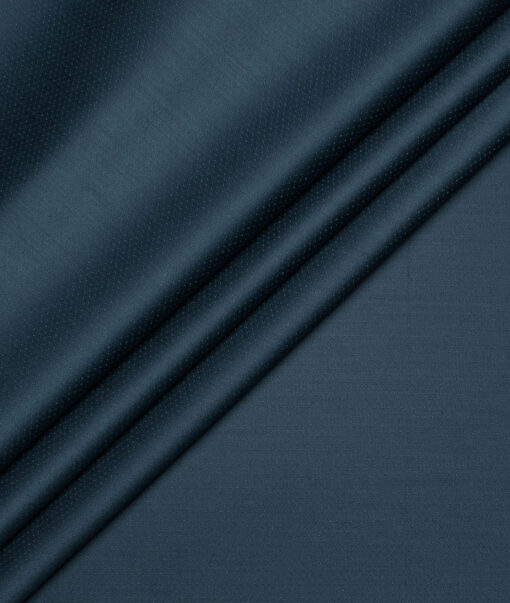 Luigi Bernardo Italy Men's Terry Rayon  Self Design  Unstitched Suiting Fabric (Dark Peacock Blue)