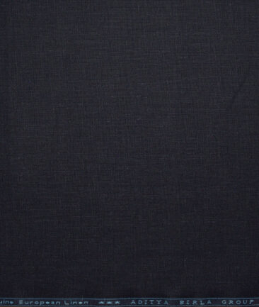 Linen Club Men's Pure Linen 40 LEA Solids  Unstitched Suiting Fabric (Dark Navy Blue)