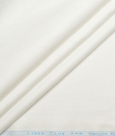 Linen Club Men's Pure Linen 40 LEA Solids  Unstitched Suiting Fabric (White)