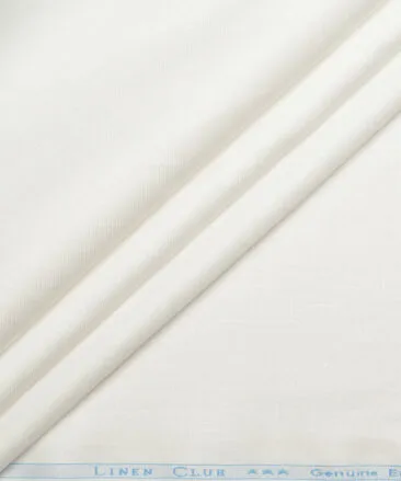Linen Club Men's Pure Linen 40 LEA Solids  Unstitched Suiting Fabric (White)
