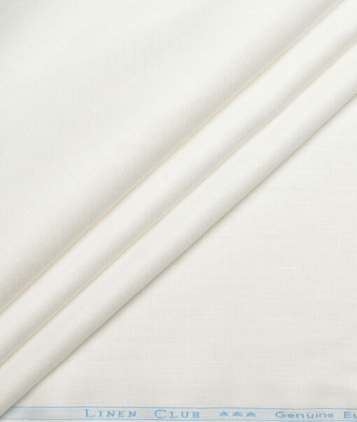Linen Club Men's Pure Linen 40 LEA Solids  Unstitched Suiting Fabric (White)