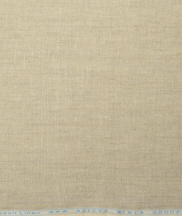 Linen Club Men's Pure Linen 44 LEA Self Design  Unstitched Suiting Fabric (Natural Beige)
