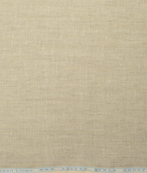Linen Club Men's Pure Linen 44 LEA Self Design  Unstitched Suiting Fabric (Natural Beige)