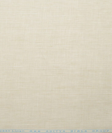 Linen Club Men's Pure Linen 44 LEA Self Design  Unstitched Suiting Fabric (Natural Cream)