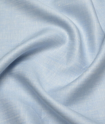 Linen Club Men's Pure Linen 44 LEA Self Design  Unstitched Suiting Fabric (Sky Blue)