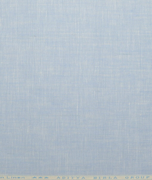 Linen Club Men's Pure Linen 44 LEA Self Design  Unstitched Suiting Fabric (Sky Blue)