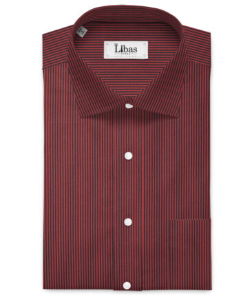 Arvind Men's  Superfine Cotton Striped  Unstitched Shirting Fabric (Maroon Red)
