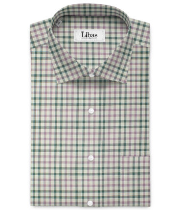Arvind Men's  Superfine Cotton Checks  Unstitched Shirting Fabric (Olive Green)