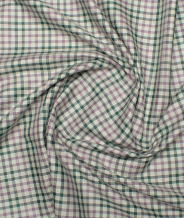 Arvind Men's  Superfine Cotton Checks  Unstitched Shirting Fabric (Olive Green)
