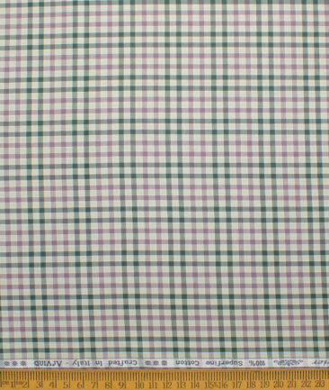 Arvind Men's  Superfine Cotton Checks  Unstitched Shirting Fabric (Olive Green)