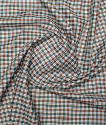 Arvind Men's  Superfine Cotton Checks  Unstitched Shirting Fabric (Green & Brown)