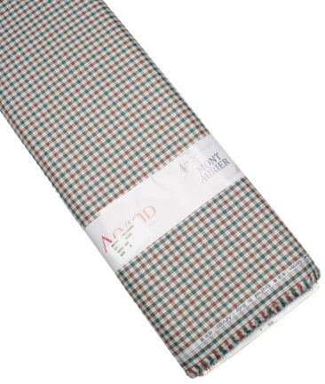 Arvind Men's  Superfine Cotton Checks  Unstitched Shirting Fabric (Green & Brown)
