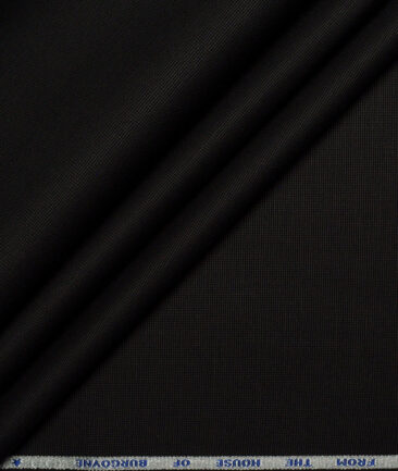 Burgoyne Men's 98% Cotton  Structured  Unstitched Stretchable Trouser / Chinos Fabric (Black)