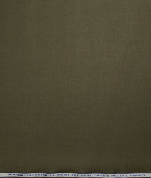 Burgoyne Men's 100% Cotton  Solids  Unstitched Trouser / Chinos Fabric (Dark Green)