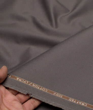 Burgoyne Men's 98% Cotton  Structured  Unstitched Stretchable Trouser / Chinos Fabric (Dark Grey)