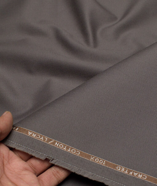 Burgoyne Men's 98% Cotton  Structured  Unstitched Stretchable Trouser / Chinos Fabric (Dark Grey)