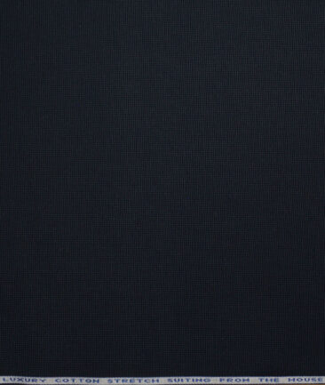 Burgoyne Men's 98% Cotton  Structured  Unstitched Stretchable Trouser / Chinos Fabric (Dark Navy Blue)