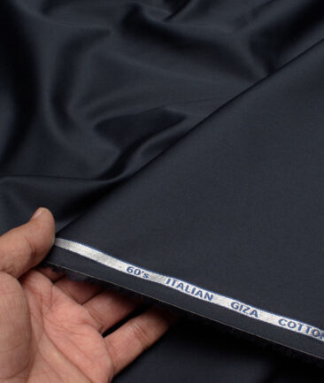 Ferricio Deitlo Men's 60's Giza Cotton Solids  Unstitched Shirting Fabric (Dark Navy Blue)