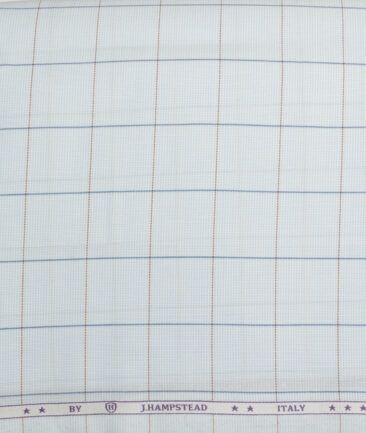 J.hampstead Men's  Giza Cotton Checks  Unstitched Shirt Fabric (Sky Blue)