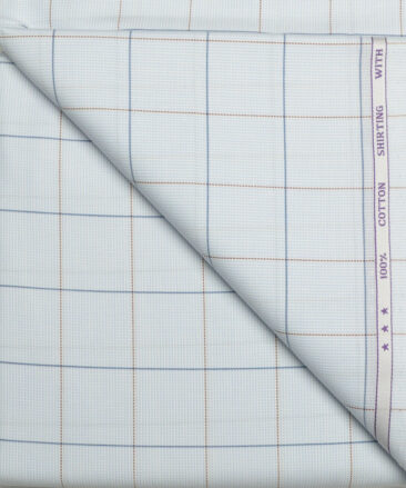 J.hampstead Men's  Giza Cotton Checks  Unstitched Shirt Fabric (Sky Blue)